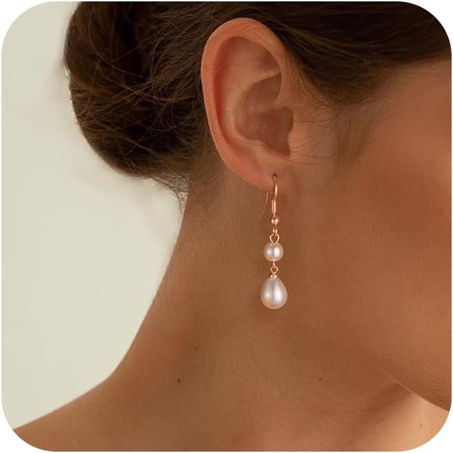 Manufacturer  Freekiss Pearl Earrings for Women Trendy: Flat Back Stud Earrings 14K Gold Plated/925 Sterling Silver Freshwater Pearl Dangle Earrings Cute Bow Earrings Wedding Jewelry Birthday Gifts for Women Girls  earring