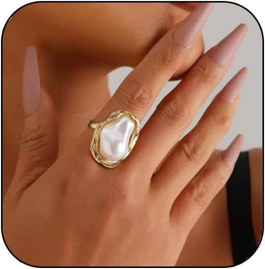 Manufacturer  Pearl Ring for Women Promise Stacking Pearl Rings Adjustable Open Pearls Finger Ring Trendy Personality Christmas Pearls Jewerly Prom Dress Jewerly   rings