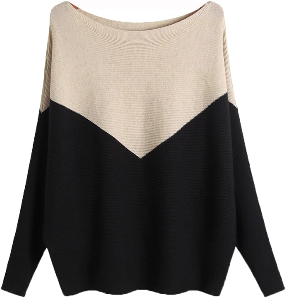 Manufacturer  Ckikiou Womens Lightweight Oversized Boat Neck Sweaters Tops Dolman Batwing Sleeve Ribbed Knitted Pullovers   sweaters