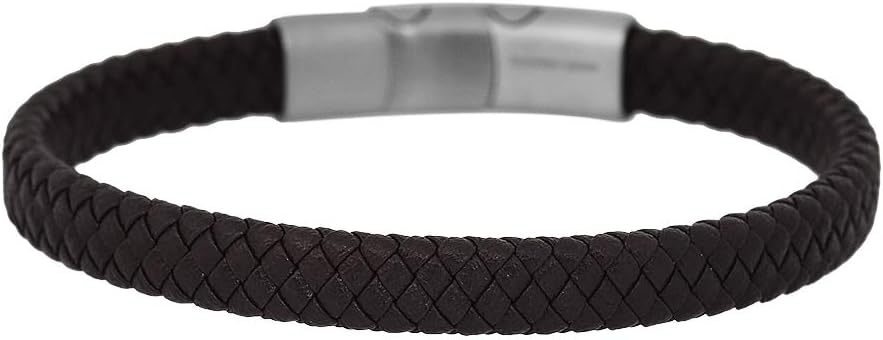 Manufacturer  Geoffrey Beene Men's Braided Genuine Leather Bracelet with Stainless Steel Closure  bracelets