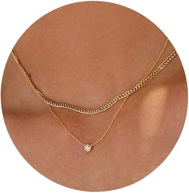 Manufacturer  Tewiky Diamond Necklaces for Women, Dainty 14k Gold/Sterling Silver Choker Necklace Simple Gold Plated CZ Jewelry Necklaces for Women Trendy Gifts  Necklace