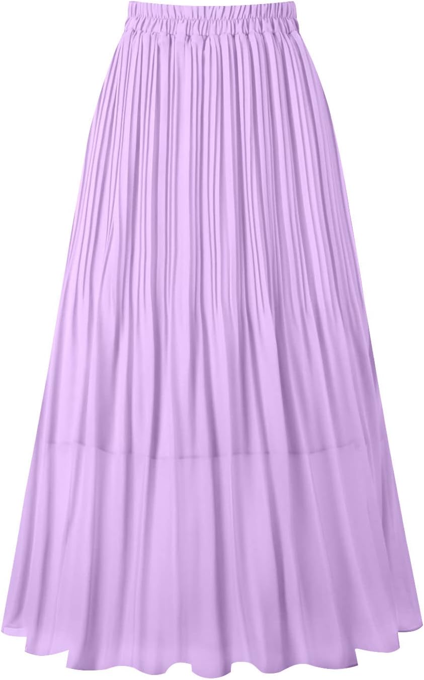 Manufacturer  Kingfancy Women's Pleated Skirt Chiffon Elastic Waist A-Line Midi Length Skirt skirts