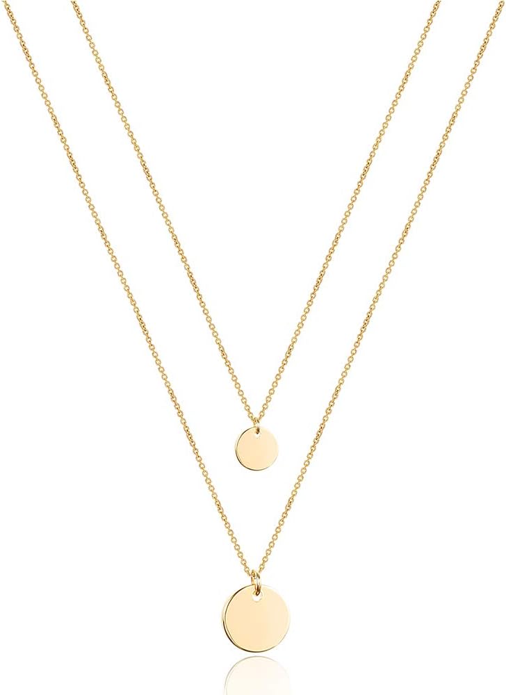 Manufacturer  Turandoss Dainty Layered Choker Necklace, Handmade 14K Gold Plated Y Pendant Necklace Multilayer Bar Disc Necklace Adjustable Layering Choker Necklaces for Women  necklace