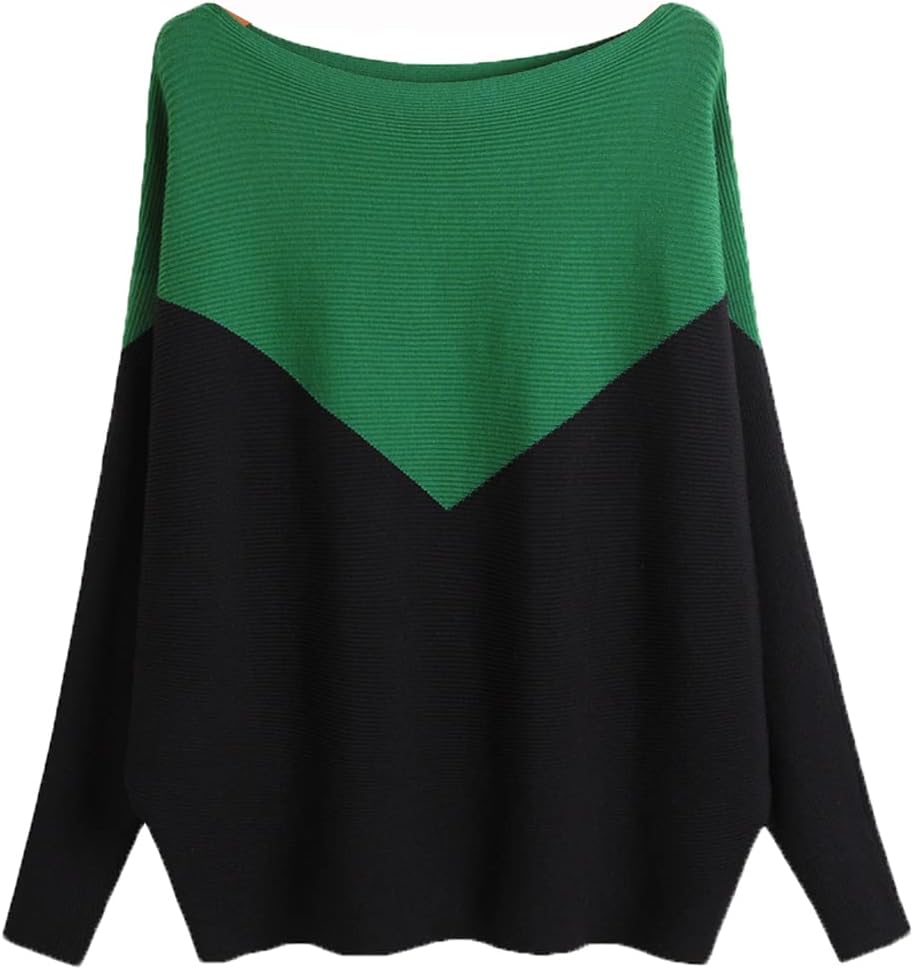 Manufacturer  Ckikiou Womens Lightweight Oversized Boat Neck Sweaters Tops Dolman Batwing Sleeve Ribbed Knitted Pullovers   sweaters