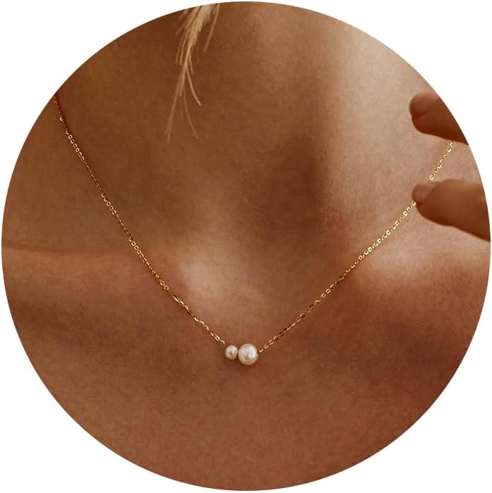 Manufacturer  Gold Pearl Necklaces for Women Girls Trendy 14k Gold Plated Dainty Necklace Simple Pearl Single Charm Pendant Necklace Women's Jewelry Best Friend Birthday Gifts Gold Jewelry for Women  Necklace
