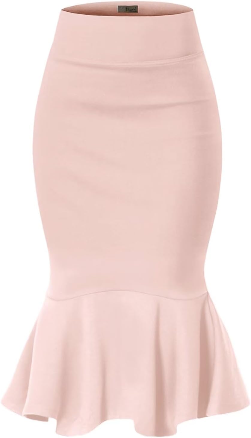 Manufacturer  Hybrid & Company Womens Premium Nylon Ponte Stretch Office Fishtail Pencil Skirts High Waist Made in The USA Below Knee