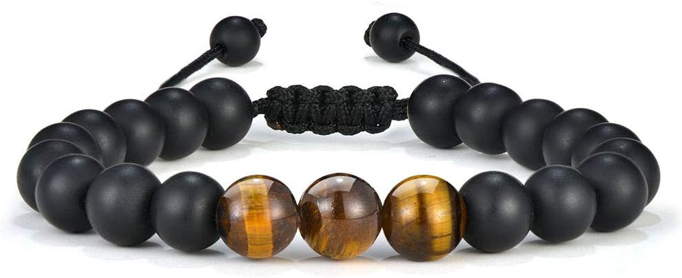 Manufacturer  M MOOHAM Natural Stone Bracelets for Men - 8mm Tiger Eye, Matte Agate, Lava Rock - Teen Boys Gifts for Birthday, Anniversary, Christmas  bracelets