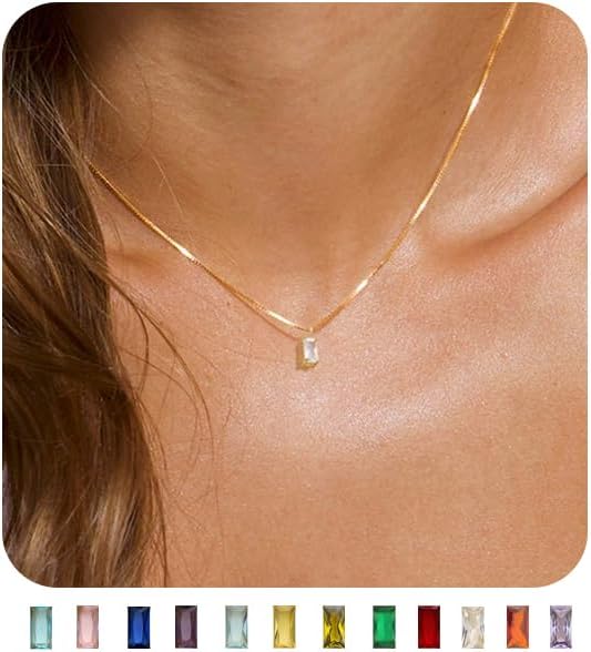 Manufacturer  FUNEIA Diamond Necklaces for Women 14K Gold Plated Emerald Birthstone Necklace for Women Mothers Dainty Gold Necklace Blue Green Cubic Zirconia Pendant Necklace Birthday Gifts for Women Jewelry  necklace