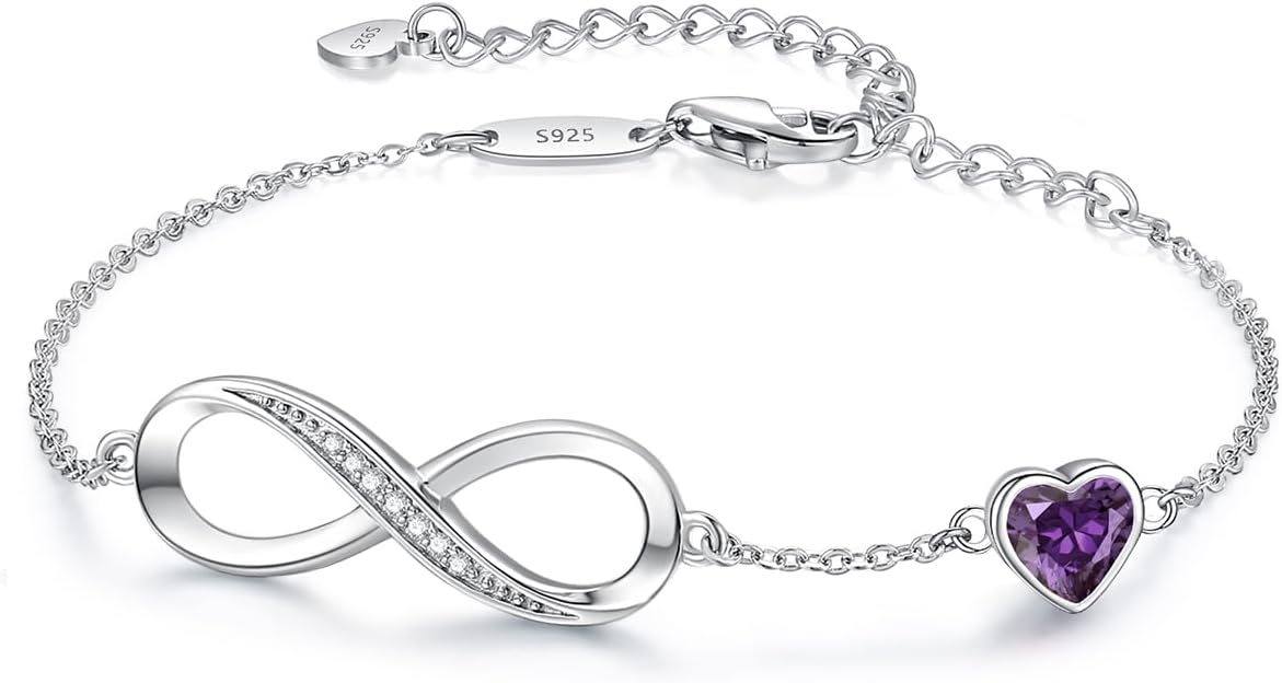 Manufacturer  CDE Infinity Heart Birthstone Charm Link Bracelet for Women 925 Sterling Silver Adjustable Mother's Day Gift Anniversary Birthday Jewelry for Wife Girlfriend Her  bracelets