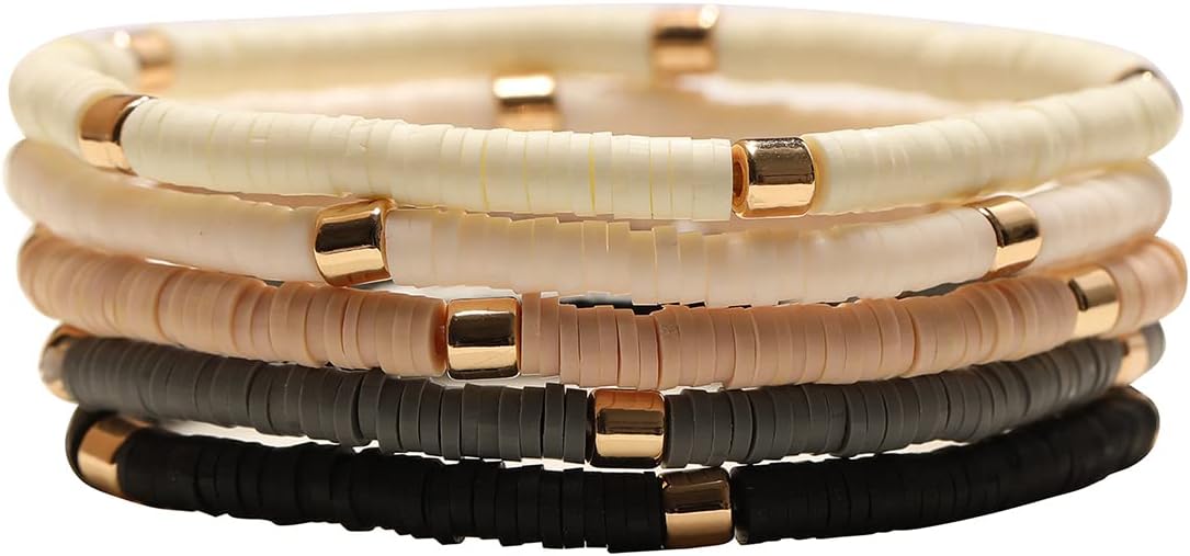 Manufacturer  GOOJIDS Surfer Heishi Clay Bead Bracelets for Women Bohemian Stackable Gold Beaded Stretch Bracelets Elastic Layering Friendship Bracelets Set Boho Jewelry  bracelets