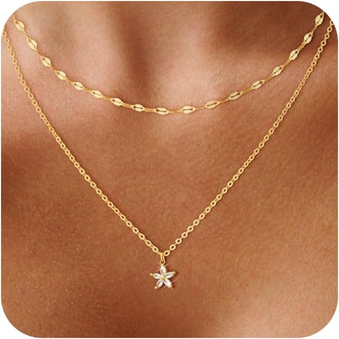 Manufacturer  Gold/Sliver Layered Necklace for Women,Dainty 14K Gold/Sliver Plated CZ Pendant Necklace Trendy Choker Necklace Jewelry Gift for Women  Necklace