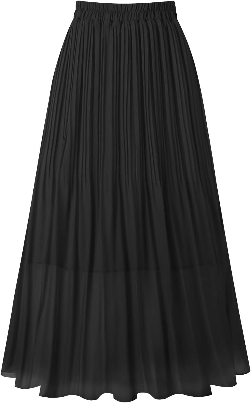 Manufacturer  Kingfancy Women's Pleated Skirt Chiffon Elastic Waist A-Line Midi Length Skirt skirts