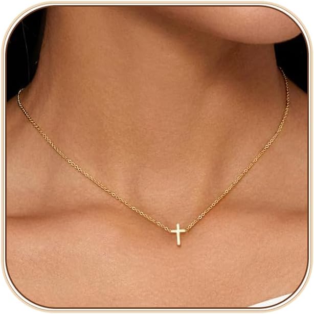 Manufacturer  Cross Necklace for Women 14K Gold Plated/Sterling Silver Cross Necklace Dainty Tiny Layered Choker Cross Pendant Necklaces Faith Jewelry First Communion Gifts for Her ﻿  necklace