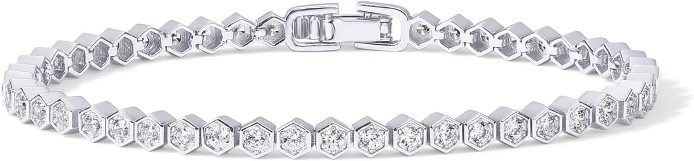 Manufacturer  PAVOI 14K Gold Plated 2mm Cubic Zirconia Honeycomb Tennis Bracelet | Gold Bracelet for Women | SizeS 6.5-7.5 Inch  bracelets