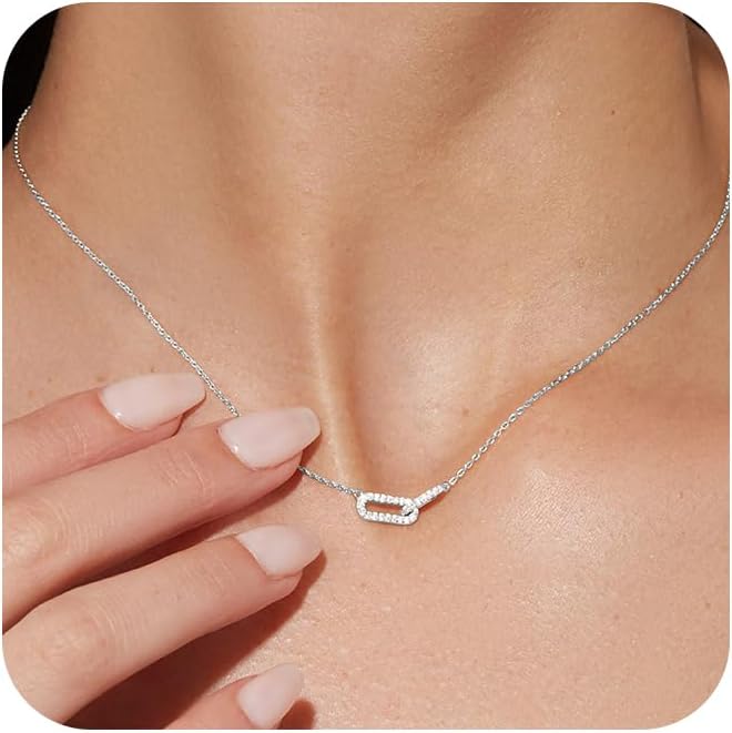 Manufacturer  Freekiss Gold Pendant Necklace for Women, Dainty Diamond Necklaces for Women Simple 14K Gold Plated Paperclip Choker Necklaces Cute Minimalist Open Oval Necklaces Gold Jewelry for Women Gifts  Necklace