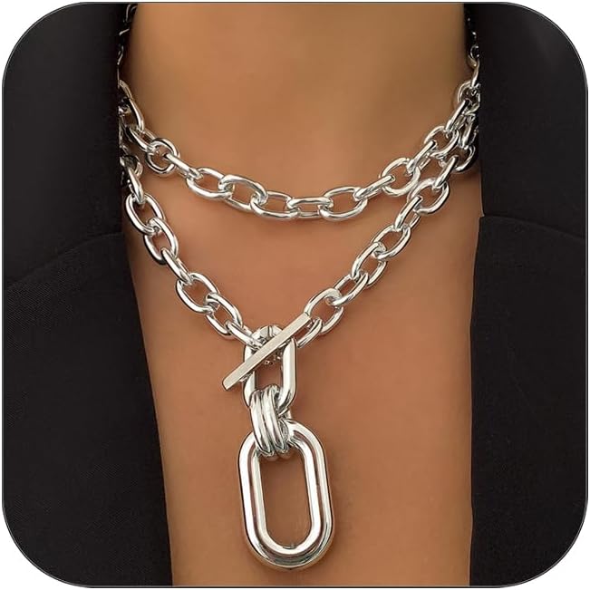 Manufacturer  CSIYANJRY99 Chunky Gold Necklaces for Women,Multilayer Punk 80s Hip Hop Necklace,Layered Cuban Link Chain Statement Necklace 90s Freaknik Outfit Accessories for Women  necklace