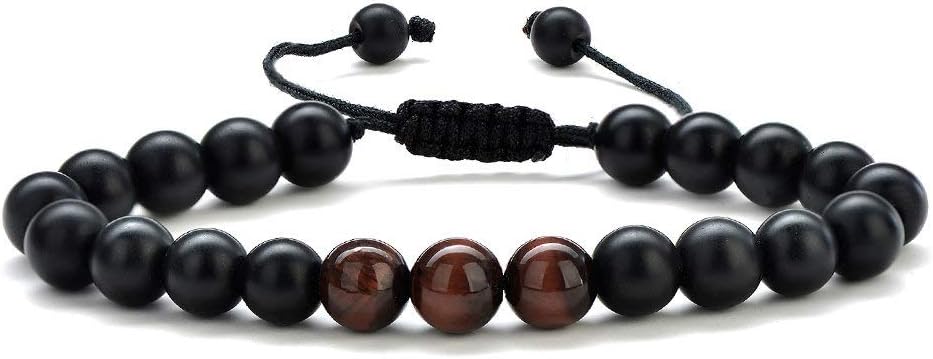 Manufacturer  M MOOHAM Natural Stone Bracelets for Men - 8mm Tiger Eye, Matte Agate, Lava Rock - Teen Boys Gifts for Birthday, Anniversary, Christmas  bracelets