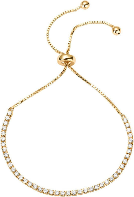 Manufacturer  PAVOI 14K Gold Plated Cubic Zirconia Classic Tennis Bracelet for Women | Adjustable Slider  bracelets