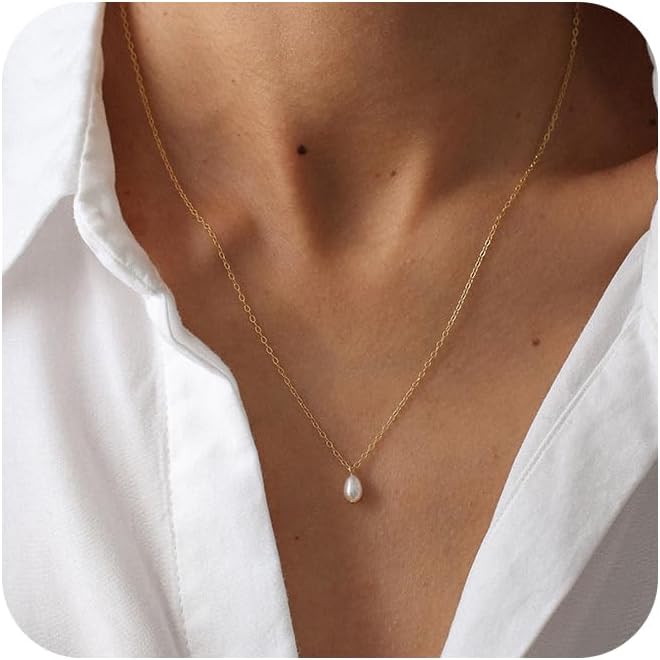 Manufacturer  Gold Pearl Necklaces for Women Girls Trendy 14k Gold Plated Dainty Necklace Simple Pearl Single Charm Pendant Necklace Women's Jewelry Best Friend Birthday Gifts Gold Jewelry for Women  Necklace