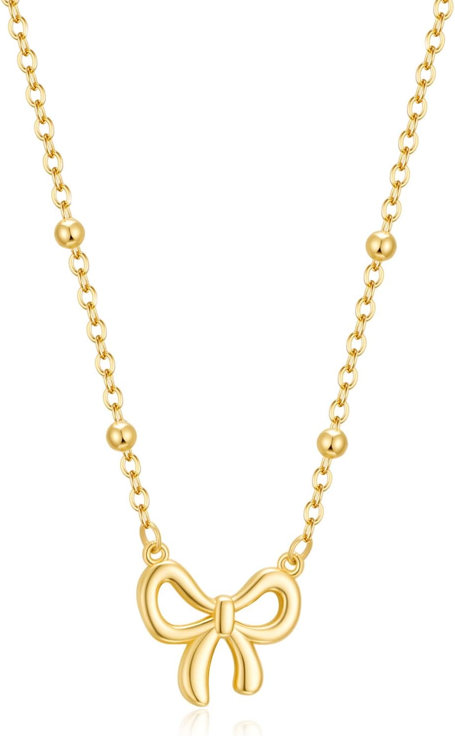 Manufacturer  Gold Necklace for Women Dainty Bow Necklace 14K Gold Plated Cute Choker Necklace Small Bow Pendant Charm Necklaces Teen Gift Trendy Stuff Personalized Jewelry Gifts  Necklace