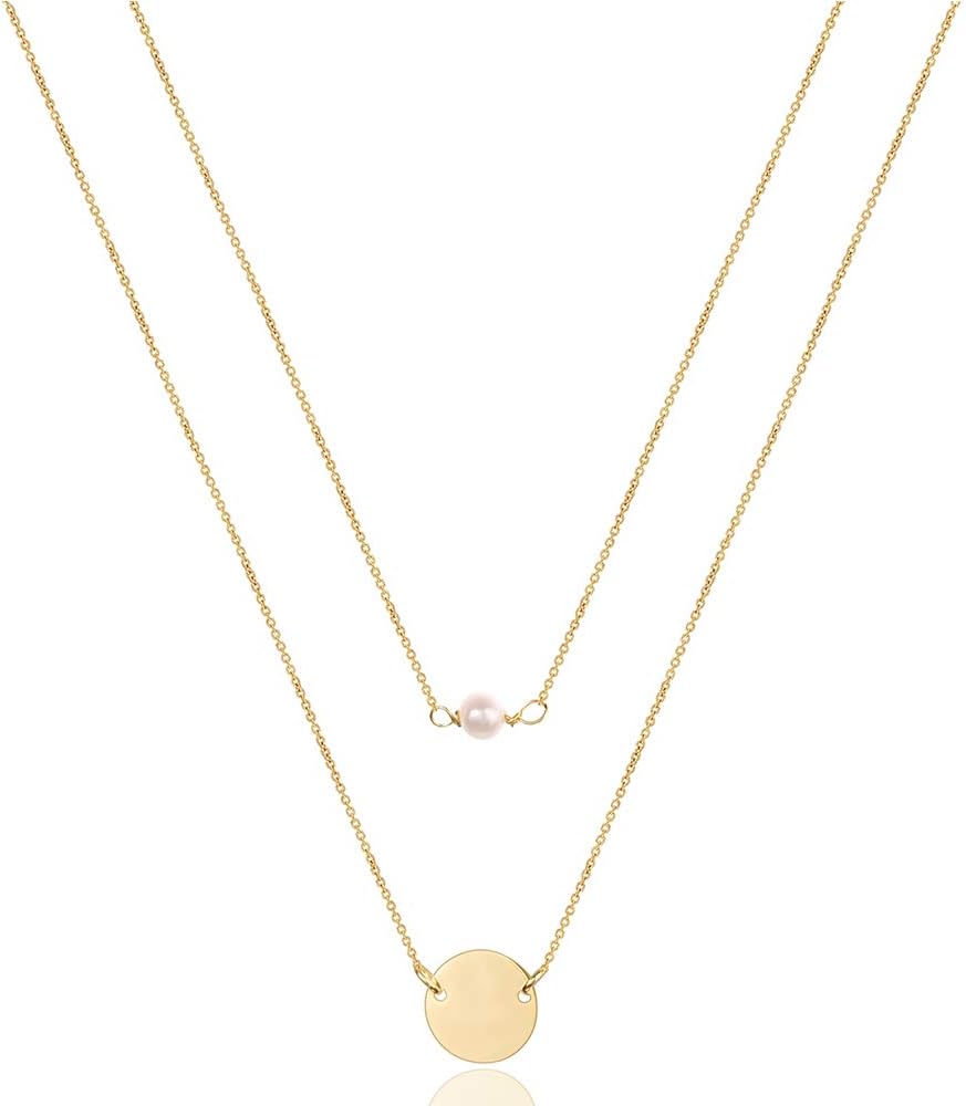 Manufacturer  Turandoss Dainty Layered Choker Necklace, Handmade 14K Gold Plated Y Pendant Necklace Multilayer Bar Disc Necklace Adjustable Layering Choker Necklaces for Women  necklace