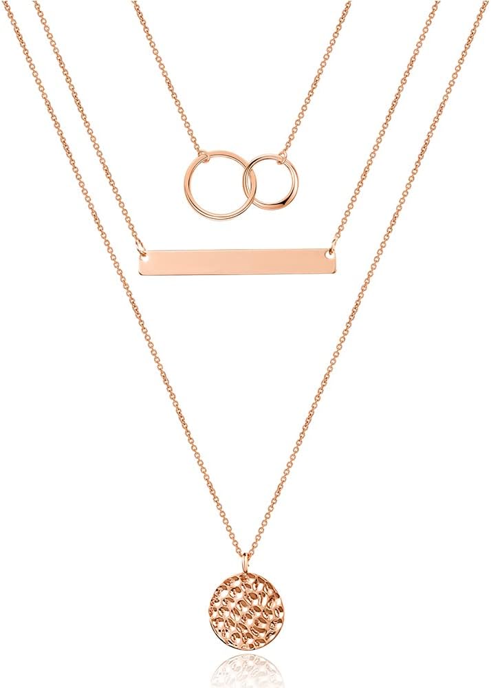 Manufacturer  Turandoss Dainty Layered Choker Necklace, Handmade 14K Gold Plated Y Pendant Necklace Multilayer Bar Disc Necklace Adjustable Layering Choker Necklaces for Women  necklace