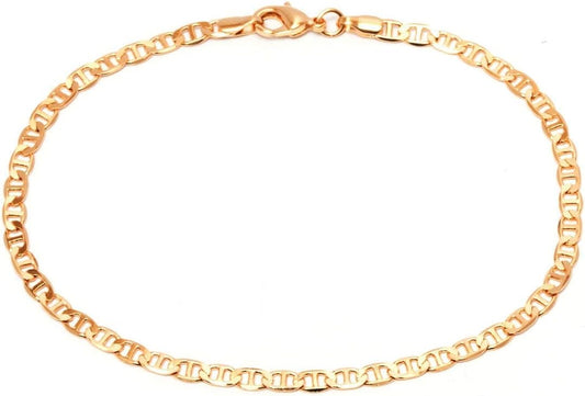 Manufacturer  Barzel 18K Gold Plated Flat Marina Link Anklet for Women - Made In Brazil  bracelets