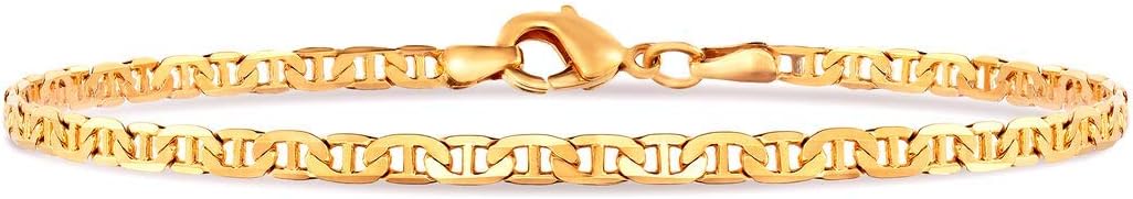 Manufacturer  Barzel 18K Gold Plated Flat Marina Link Anklet for Women - Made In Brazil  bracelets