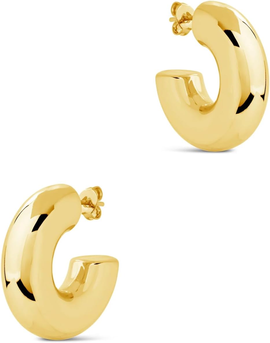 Manufacturer  CONRAN KREMIX Waterproof Chunky Gold Hoops Earrings for Women Non Tarnish, Thick Gold Plated Circle Open Hoop,Lightweight Hollow Earrings Trendy  earring