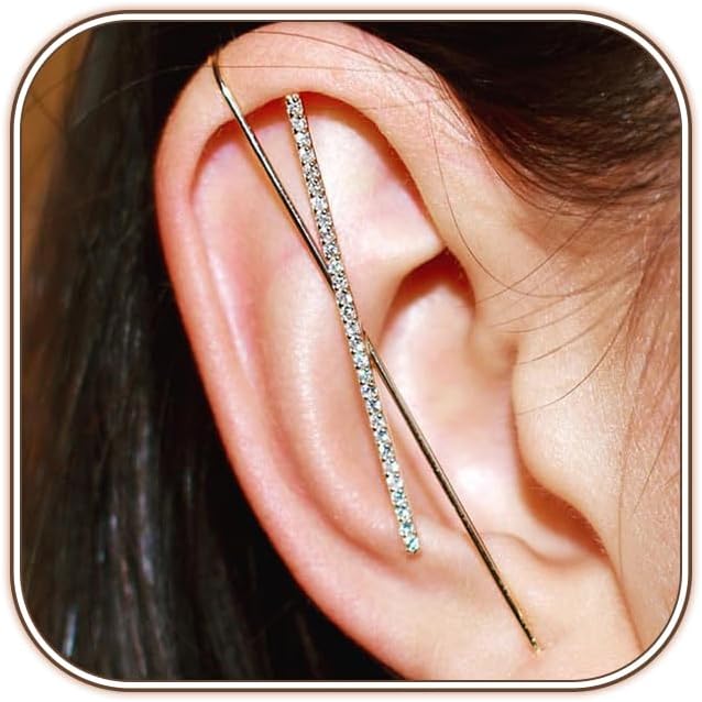 Manufacturer  Vintage Ear Wrap Crawler Hook Earrings Crystal Long Piercing Star-Shape Lightning Bolt Exaggerate Wrap Climber Earrings Gold Silver Cz Ear Cuff Earrings for Women  earring