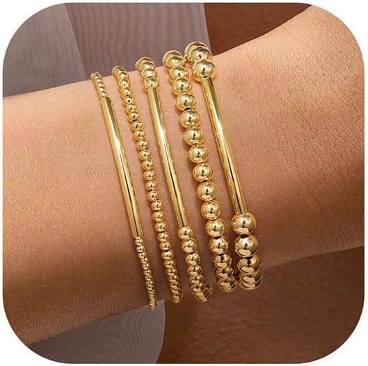 Manufacturer  Yoosteel Gold Beaded Bracelets Set for Women, 14K Gold Plated Dainty Round Bead Ball Pearl Cross Bracelet for Women Simplicity Stackable Jewelry Gifts  bracelets