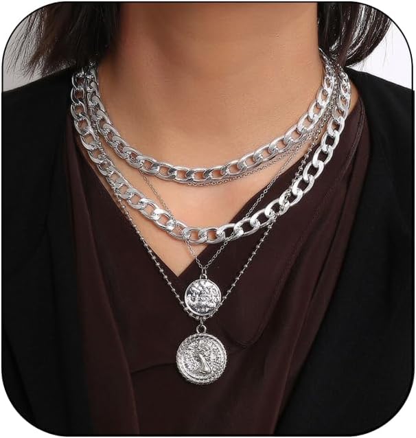 Manufacturer  CSIYANJRY99 Chunky Gold Necklaces for Women,Multilayer Punk 80s Hip Hop Necklace,Layered Cuban Link Chain Statement Necklace 90s Freaknik Outfit Accessories for Women  necklace