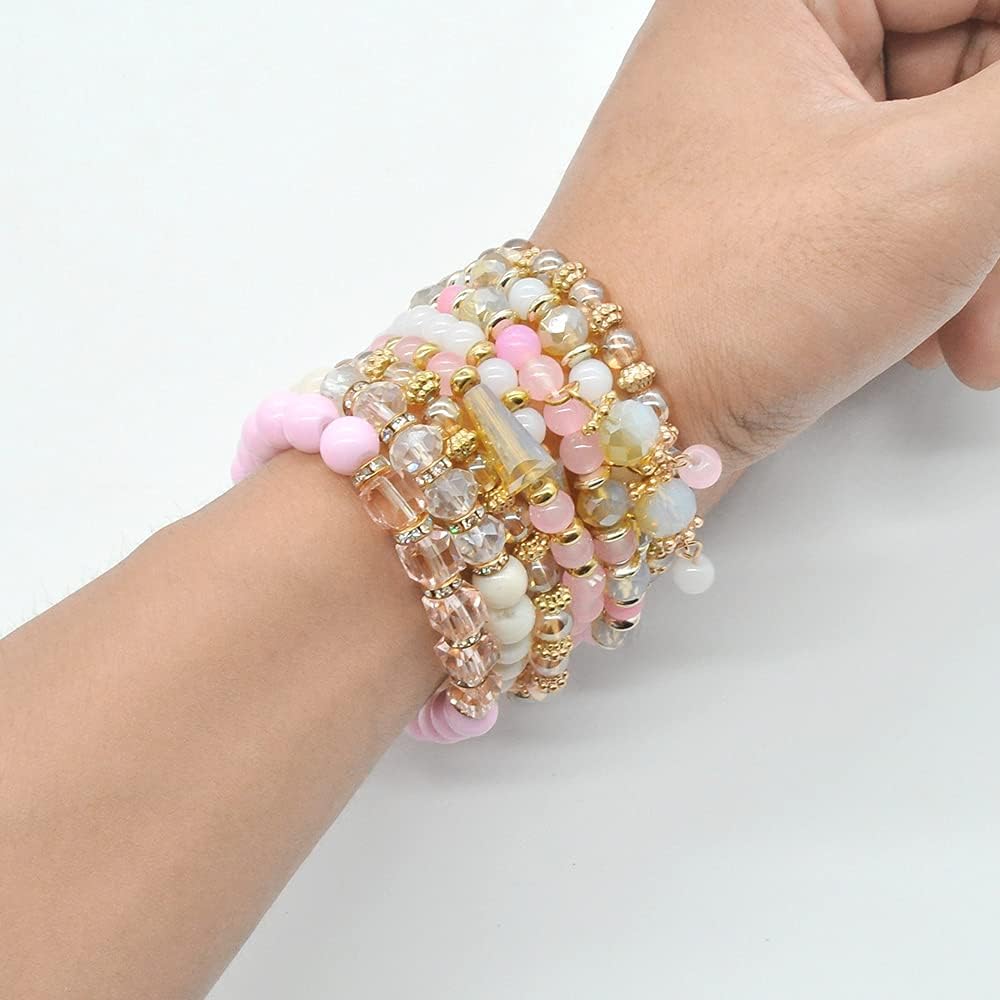 Manufacturer  Bohemian Bracelet Sets for Women - 6 Sets Stackable Stretch Bracelets Multi-color Boho Jewelry for Women Hippie Bracelets Dainty Jewelry  bracelets