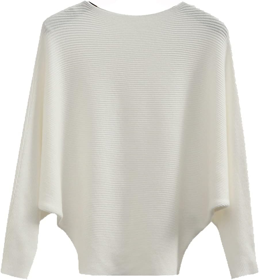 Manufacturer  Ckikiou Womens Lightweight Oversized Boat Neck Sweaters Tops Dolman Batwing Sleeve Ribbed Knitted Pullovers   sweaters