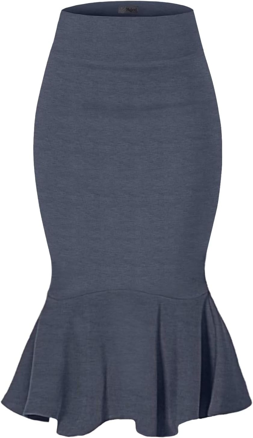 Manufacturer  Hybrid & Company Womens Premium Nylon Ponte Stretch Office Fishtail Pencil Skirts High Waist Made in The USA Below Knee