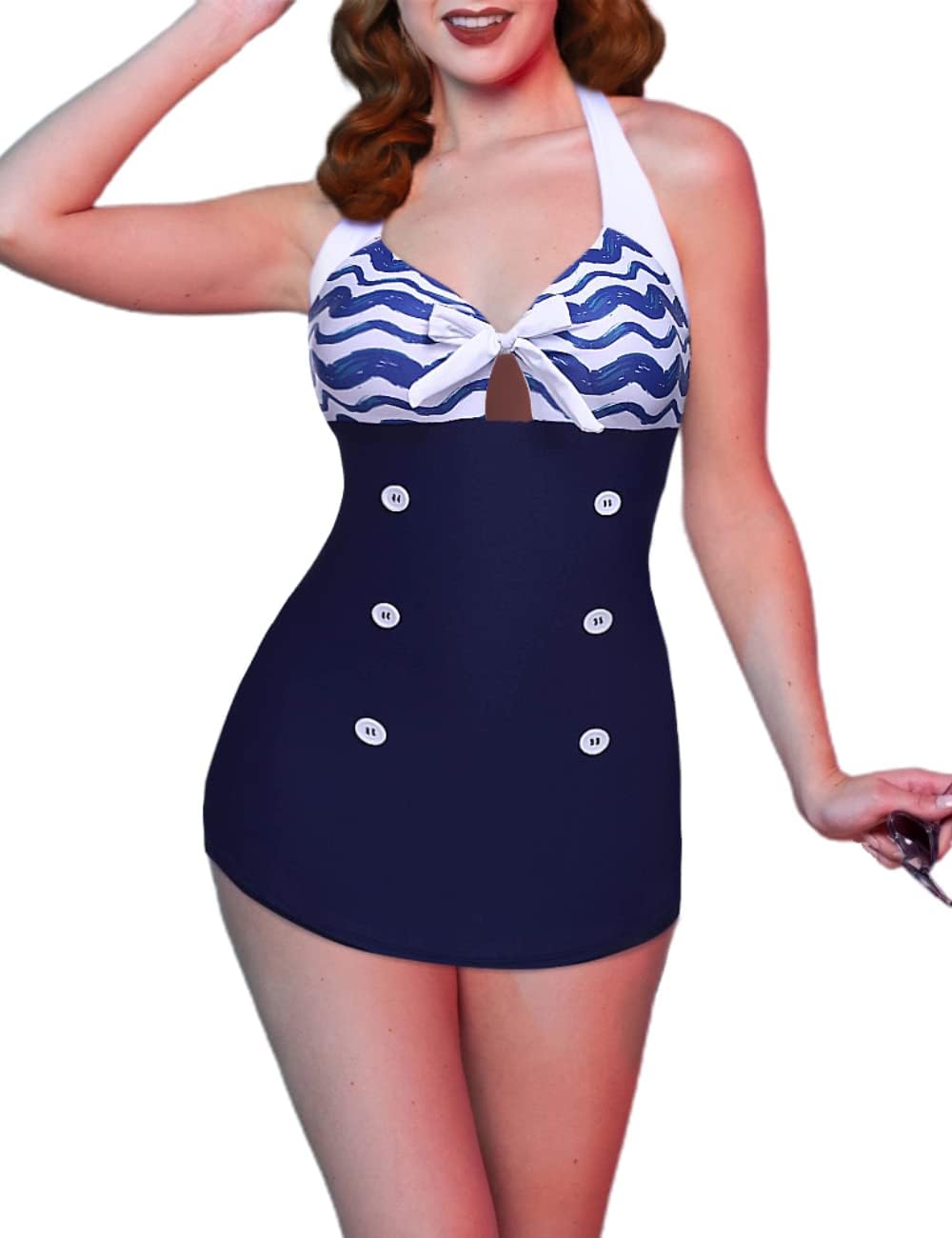 Manufacturer  Ekouaer Womens One Piece Swimsuits Vintage Striped Skirt Bathing Suit Vintage Retro Push Up Swimwear  Swimsuit