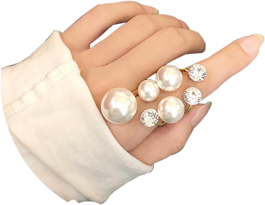 Manufacturer  Pearl Ring for Women Promise Stacking Pearl Rings Adjustable Open Pearls Finger Ring Trendy Personality Christmas Pearls Jewerly Prom Dress Jewerly   rings