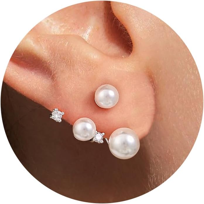 Manufacturer  Freekiss Pearl Earrings for Women Trendy: Flat Back Stud Earrings 14K Gold Plated/925 Sterling Silver Freshwater Pearl Dangle Earrings Cute Bow Earrings Wedding Jewelry Birthday Gifts for Women Girls  earring