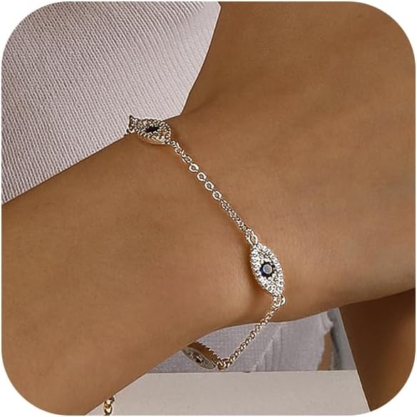 Manufacturer  Bracelets for Women 14K Gold Silver Plated Ring Bracelet Hand Chain Dainty Evil Eye Heart Clover Daisy Cubic Zirconia Stackable Link Chain Hypoallergenic Body Jewelry Cute Trendy Gifts  bracelets