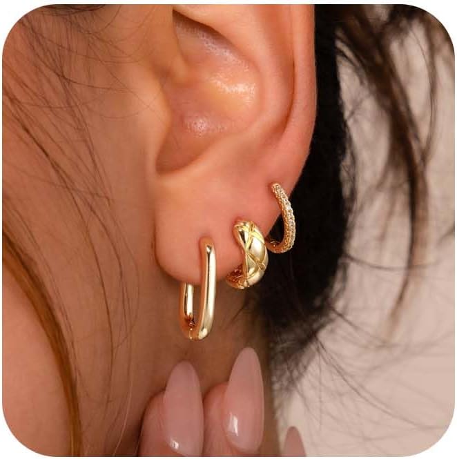 Manufacturer  6 Pairs 14K Gold Hoop Earrings for Women,Chunky Hoop Earrings Multipack Hypoallergenic,Lightweight Hoop Earrings for Women Gold Jewelry Gifts  earring