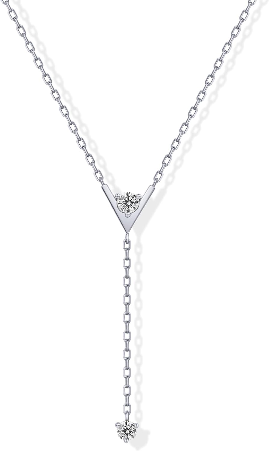 Manufacturer  PAVOI 14K Gold Plated Drop Lariat Chain for Women - Gold Cubic Zirconia Long Necklace - Station Star Layered Beaded Y Necklace  necklace