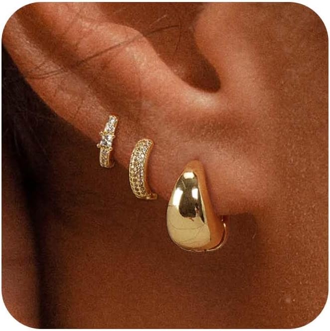 Manufacturer  6 Pairs 14K Gold Hoop Earrings for Women,Chunky Hoop Earrings Multipack Hypoallergenic,Lightweight Hoop Earrings for Women Gold Jewelry Gifts  earring