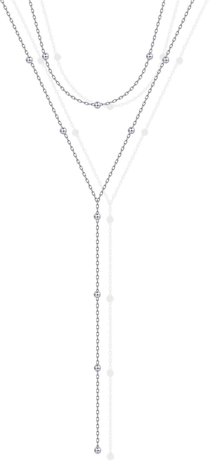 Manufacturer  PAVOI 14K Gold Plated Drop Lariat Chain for Women - Gold Cubic Zirconia Long Necklace - Station Star Layered Beaded Y Necklace  necklace