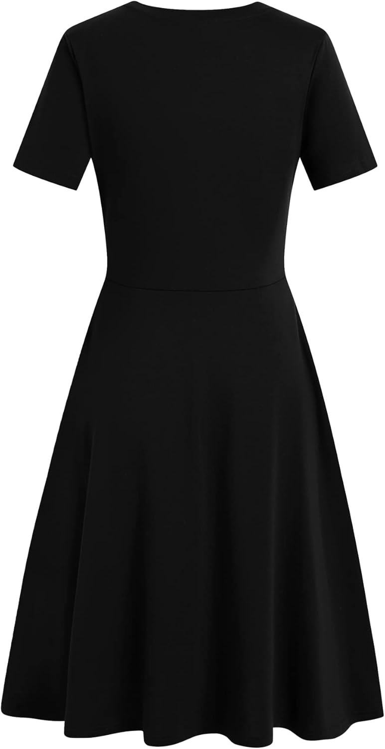 Manufacturer Women's Elegant Knee Length Dresses Vintage 50s Office Casual Floral Print Work Party A-Line Swing Dresses with Pockets 162