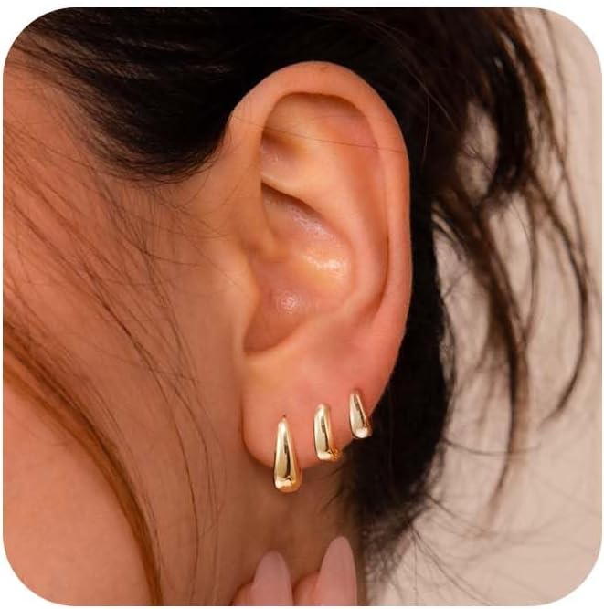 Manufacturer  6 Pairs 14K Gold Hoop Earrings for Women,Chunky Hoop Earrings Multipack Hypoallergenic,Lightweight Hoop Earrings for Women Gold Jewelry Gifts  earring