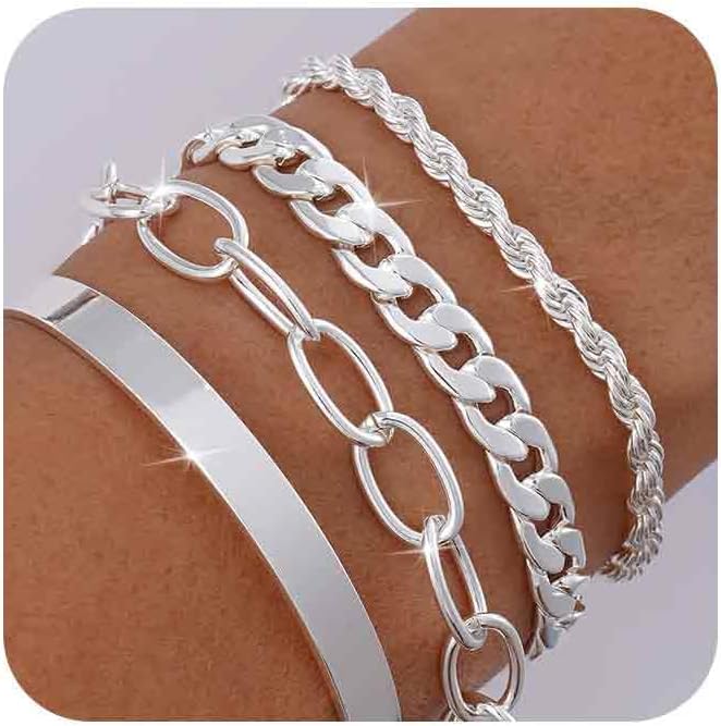 Manufacturer  Gold Bracelets for women 14K Gold Bangle Bracelet Stack - Adjustable Waterproof Trendy Bracelets Gold Filled Stacks Bangles Link Chain Gold Bracelet Non Tarnish for Women Jewelry Gifts  bracelets