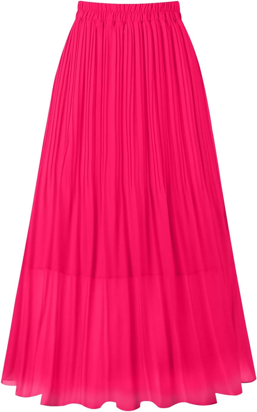 Manufacturer  Kingfancy Women's Pleated Skirt Chiffon Elastic Waist A-Line Midi Length Skirt skirts