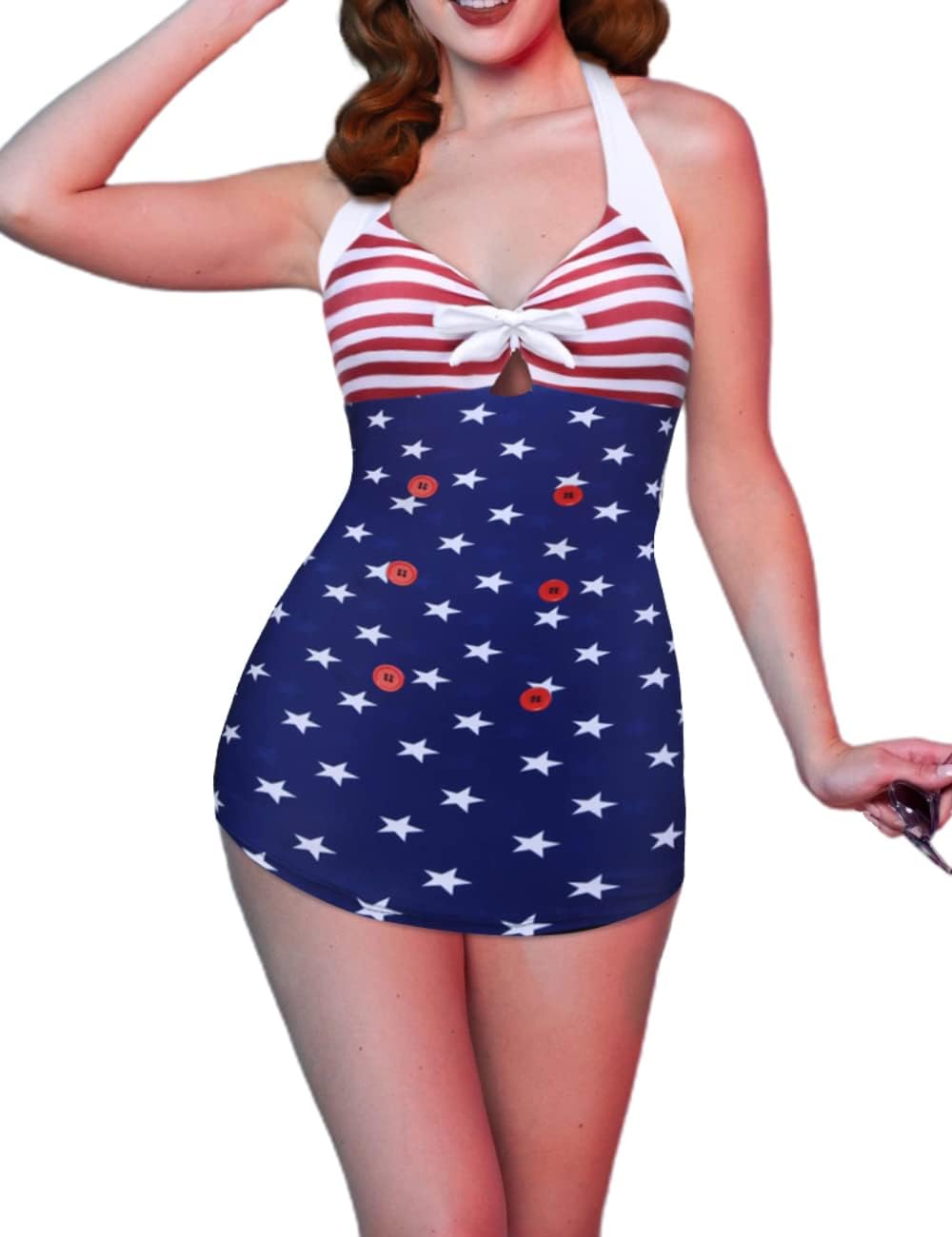 Manufacturer  Ekouaer Womens One Piece Swimsuits Vintage Striped Skirt Bathing Suit Vintage Retro Push Up Swimwear  Swimsuit