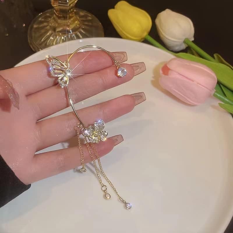 Manufacturer  2Pcs Zircon Butterfly Ear Cuff Earrings for Women No Piercing Ear Clip Wrap Around Fake Earrings Crawler Rhinestone Wrap Earrings  earring