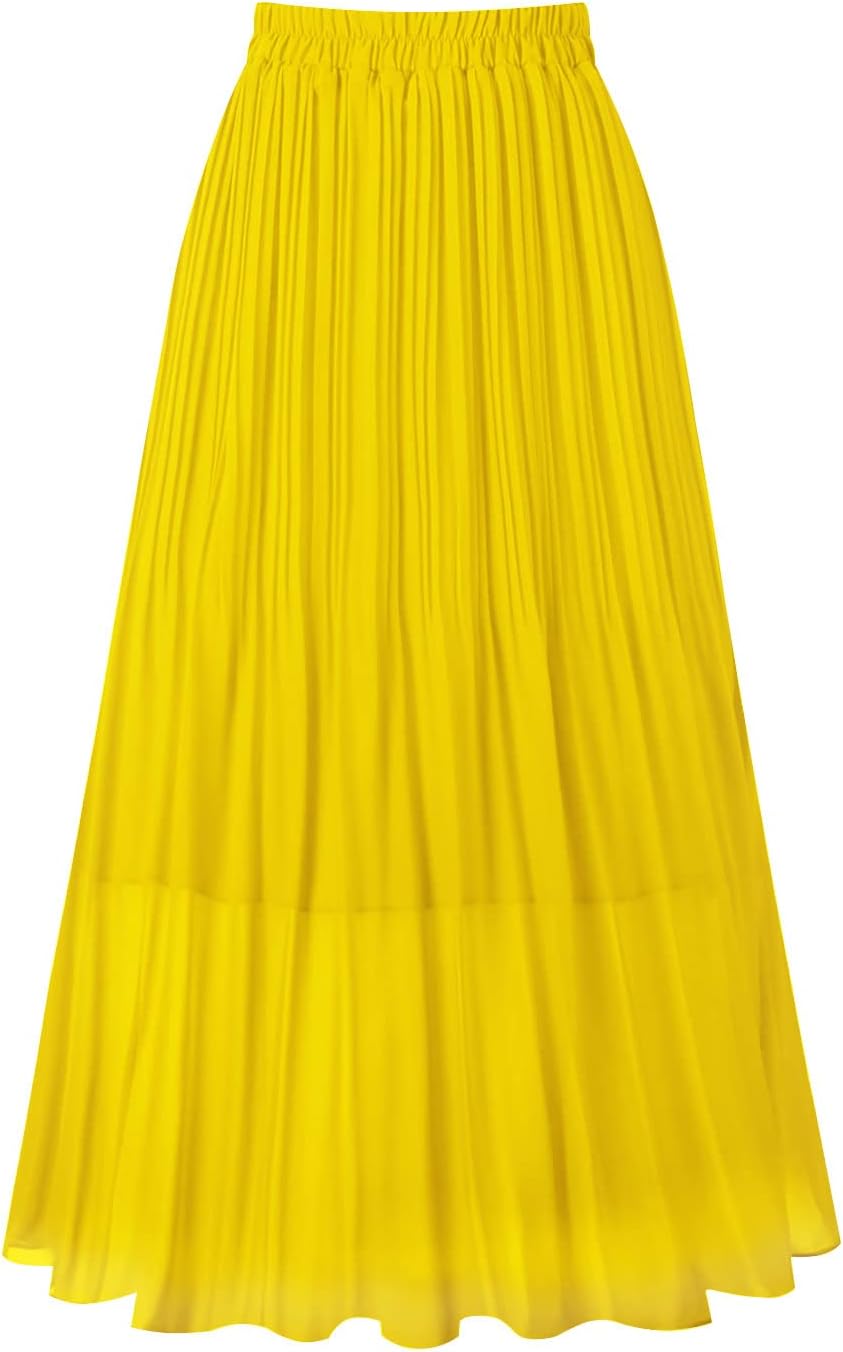 Manufacturer  Kingfancy Women's Pleated Skirt Chiffon Elastic Waist A-Line Midi Length Skirt skirts